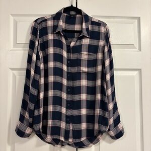 Lucky Brand Bungalow Navy, White & Burgundy Plaid Shirt